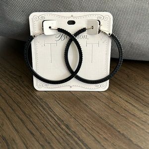 Brighton black and stone hoops. Medium size. Never worn, still in bag.